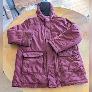 St John's Bay Men's Burgundy Barn Utility Work Wear Hooded Jacket Size XL Cotton
